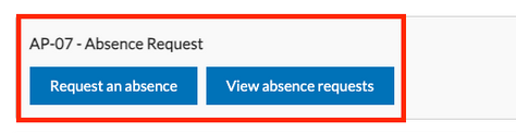 Left button: Request an absence; Right button: View absence requests