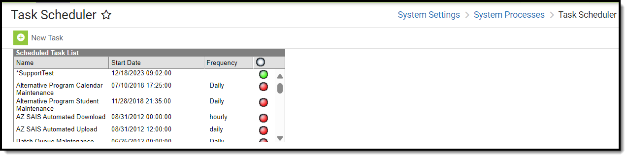 screenshot of the task scheduler tool