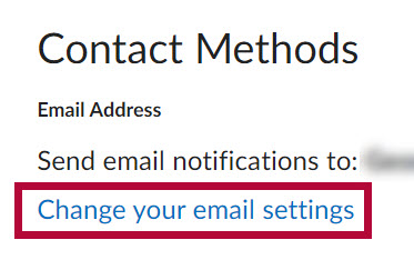 Identifies the Change your email settings link.