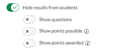 New Quizzes setting to hide results from students