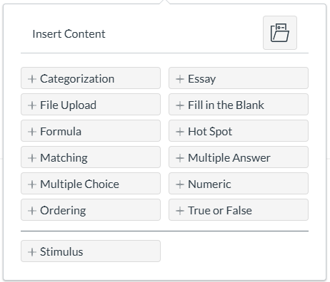 a list of question types available in New Quizzes