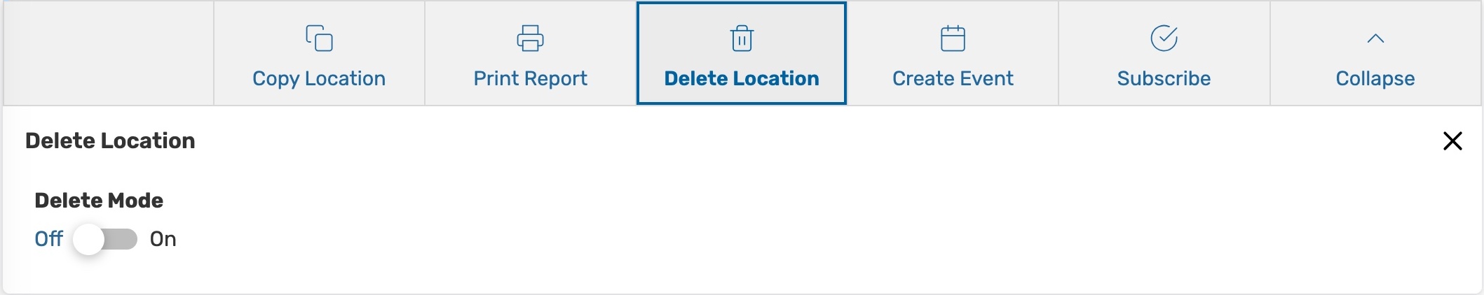 Delete location button