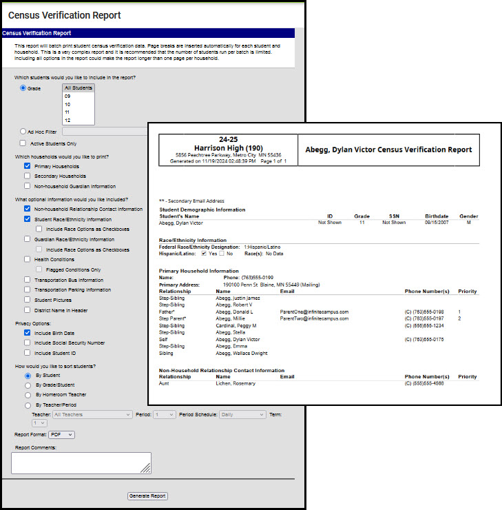 Screenshot of Census Verification Report.