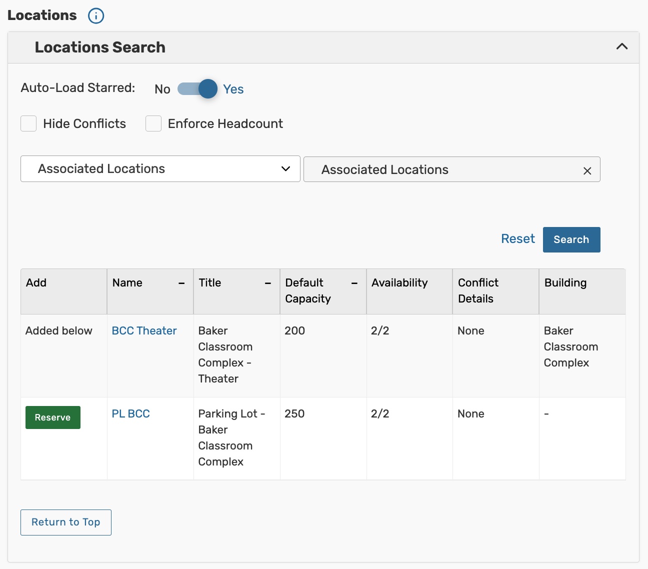 Associated Locations to view preferences