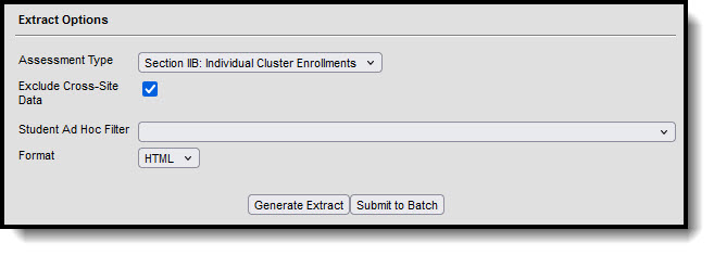  Screenshot of the extract editor with Assessment Type of Section IIA, Section IIB, and Section III selected. 