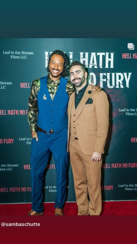 Photo of Samba Schutte and Rustam Vakilov, director of Hell Hath No Fury, both smiling broadly at the camera.