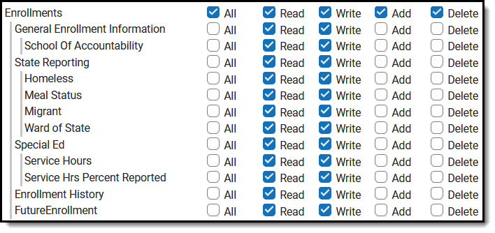 Screenshot of Enrollment Tool Rights