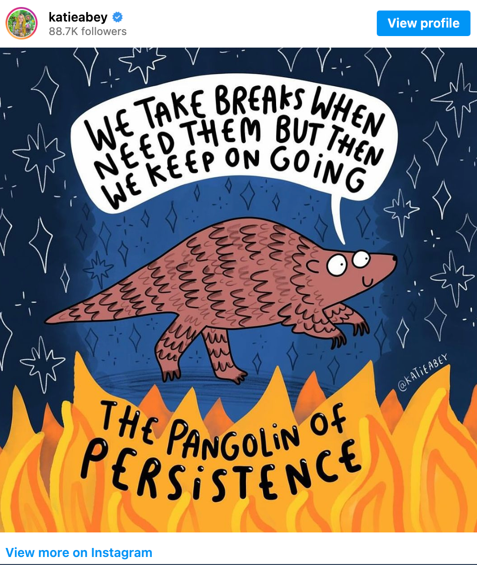 CartoonPangolin stands with a blue background and white stars, the text reads 