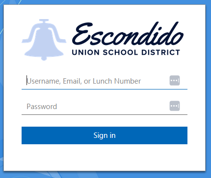 Blank EUSD username and password entry screen