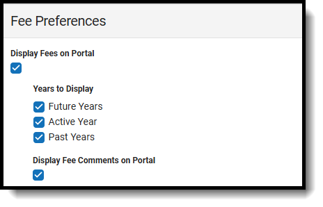 Screenshot of fee preferences.