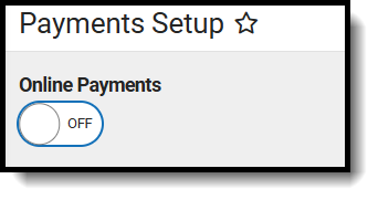 Screenshot of the Online Payments toggle set OFF.