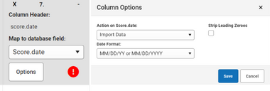 Column options and format for date