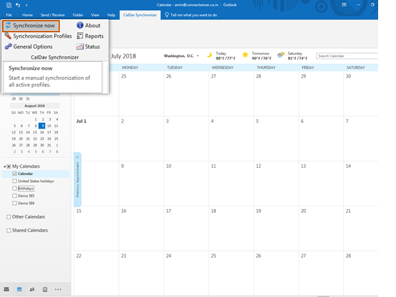 Outlook 2016 on desktop