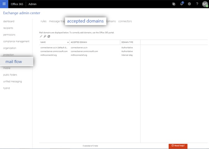 Step 4: Update the accepted domains list in O365