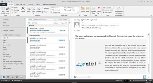 Outlook 2013 on desktop