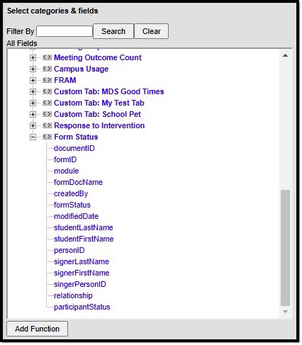 Screenshot of the Form Status Ad hoc Folder.