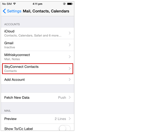 Native Contacts app on iOS devices