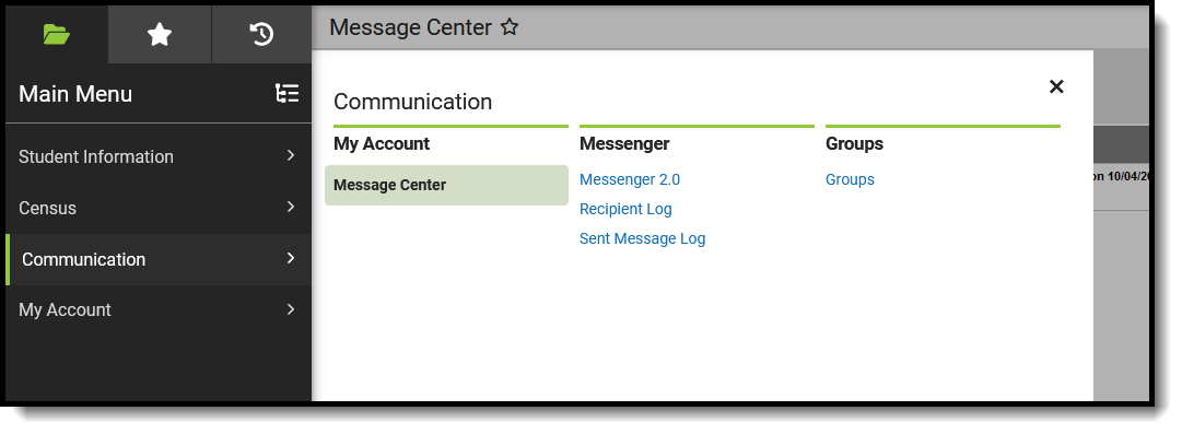 Screenshot of the Communication category with suggested health administrator tool rights