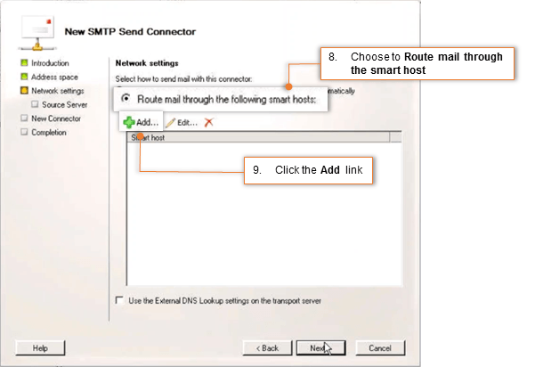 Step 4: Create a Send Connector Exchange 2007