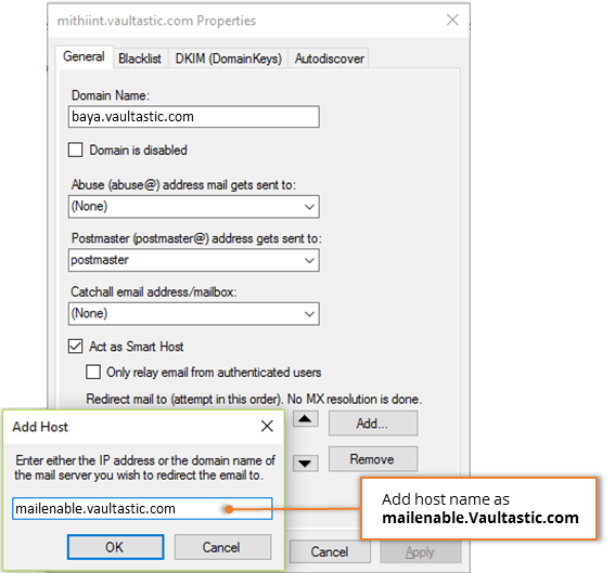 Step 2: Add a Mail Route with MailEnable SMTP settings