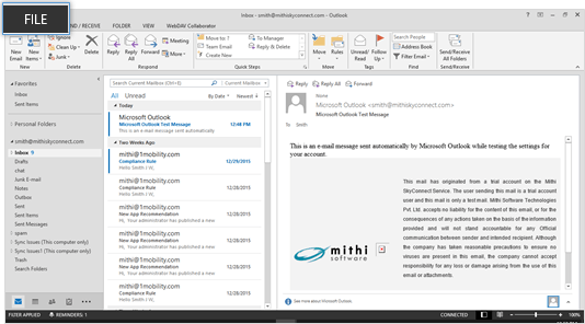 Outlook 2013 on desktop