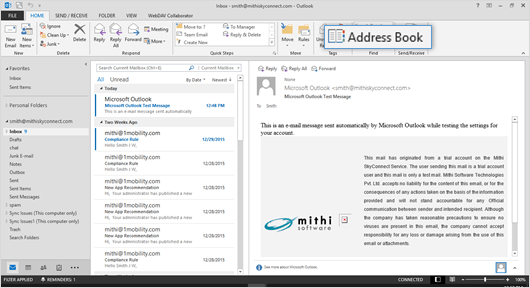 Outlook 2013 on desktop