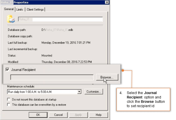 Step 5: Enable Journaling for Selected Users of Exchange 2007