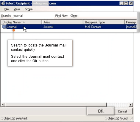 Step 5: Enable Journaling for Selected Users of Exchange 2007