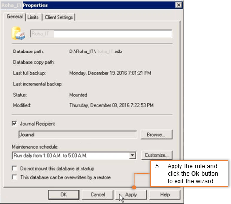 Step 5: Enable Journaling for Selected Users of Exchange 2007