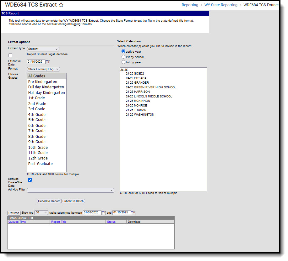 Screenshot of WDE-684 TCS Extract Editor.