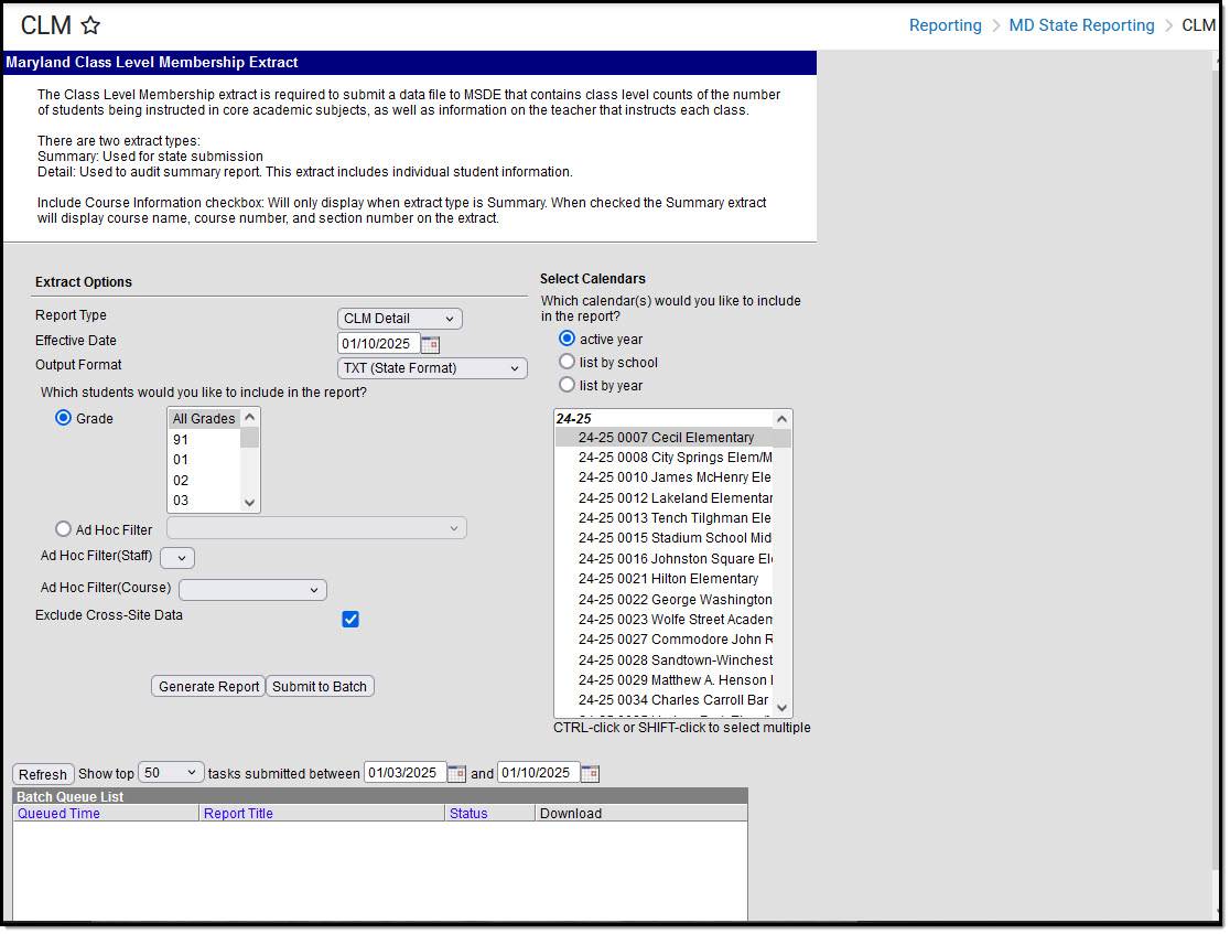 Screenshot of the CLM Extract Editor.