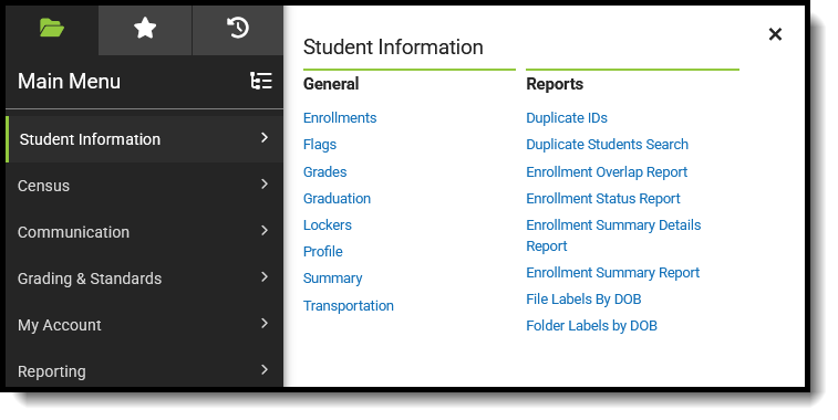 Screenshot of suggested Student Information tool rights for Registrars.