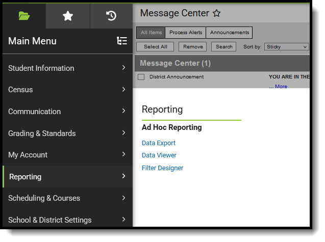 Screenshot of suggested Reporting tools for schedulers.