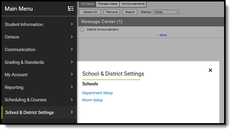 Screenshot of suggested School & District tools for Schedulers