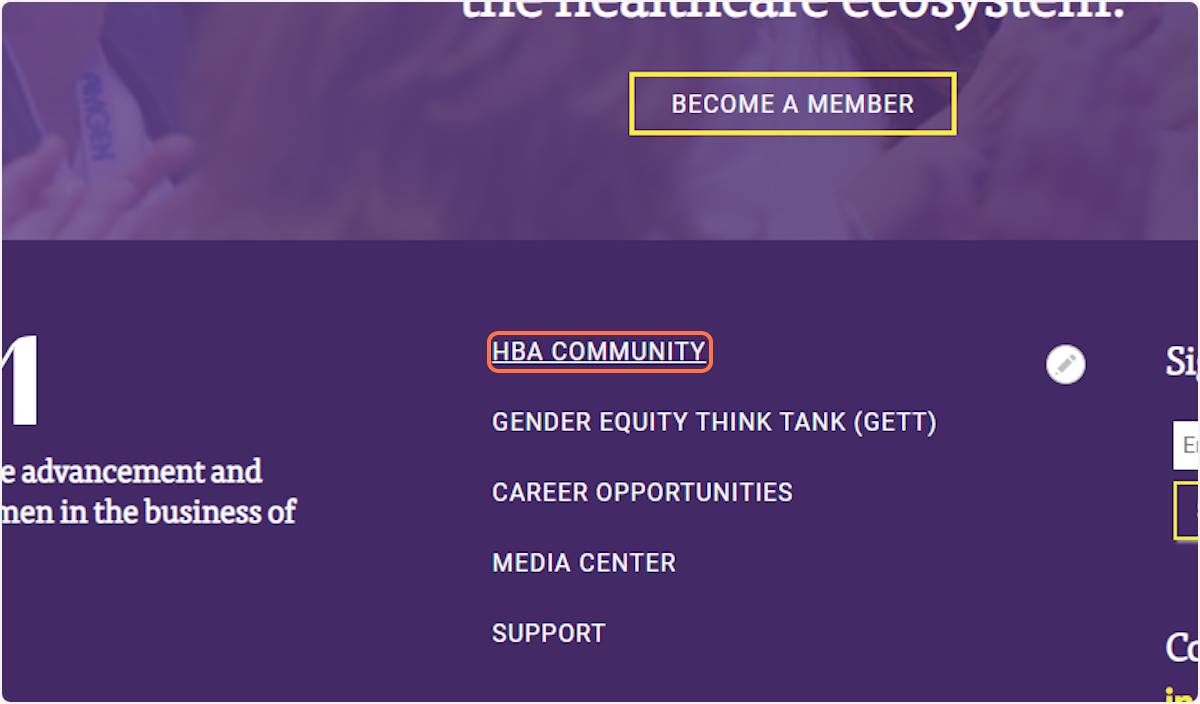 Click on HBA COMMUNITY