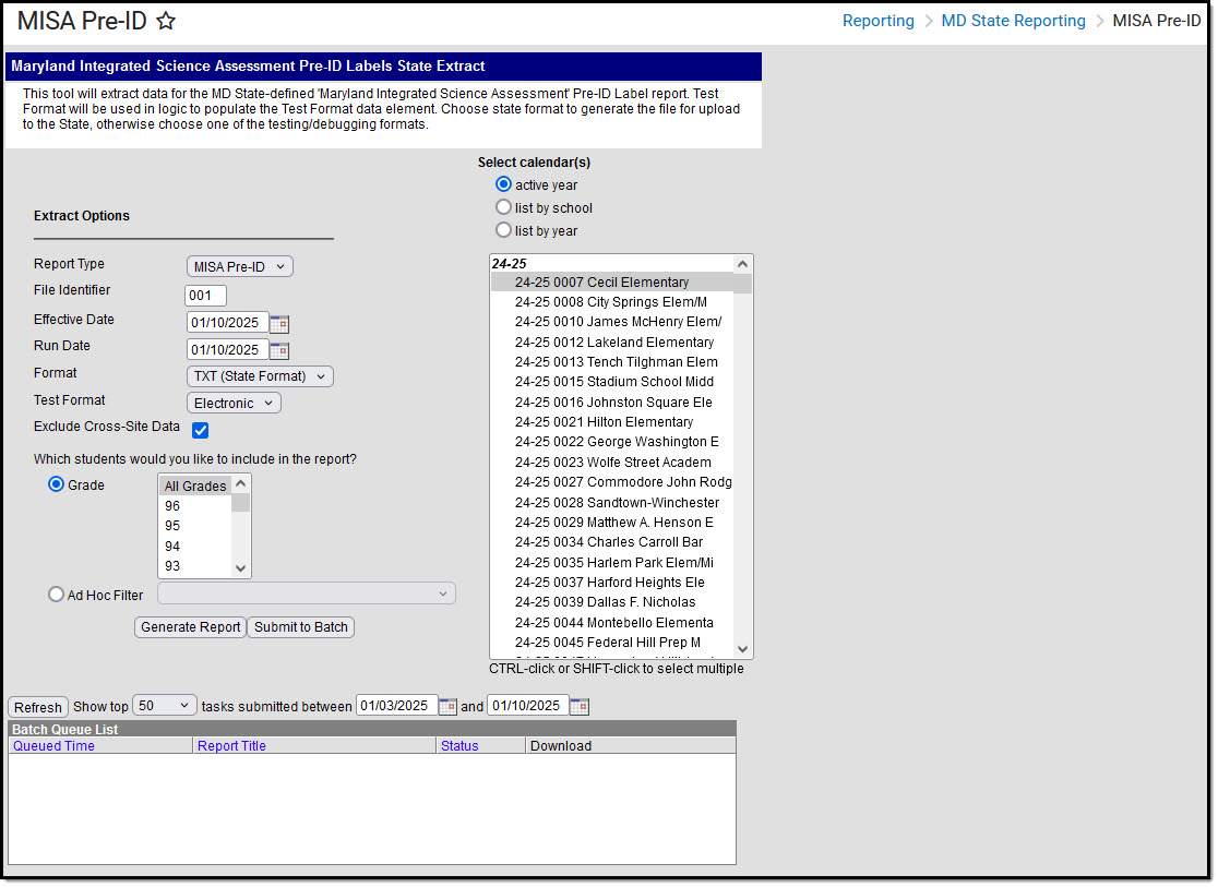 Image of the MISA Pre-ID Editor.