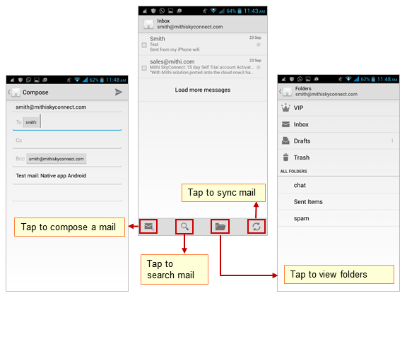 Native mail app on Android