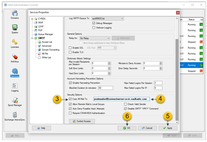 Step 2: Enable copy to Vaultastic ID for IMail users