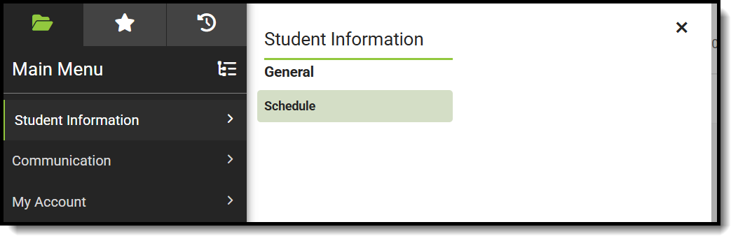 Screenshot of suggested Student Information tools for Walk-In Schedulers. 