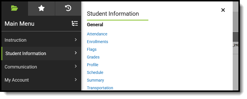 Screenshot of suggested Student Information tool rights for teachers