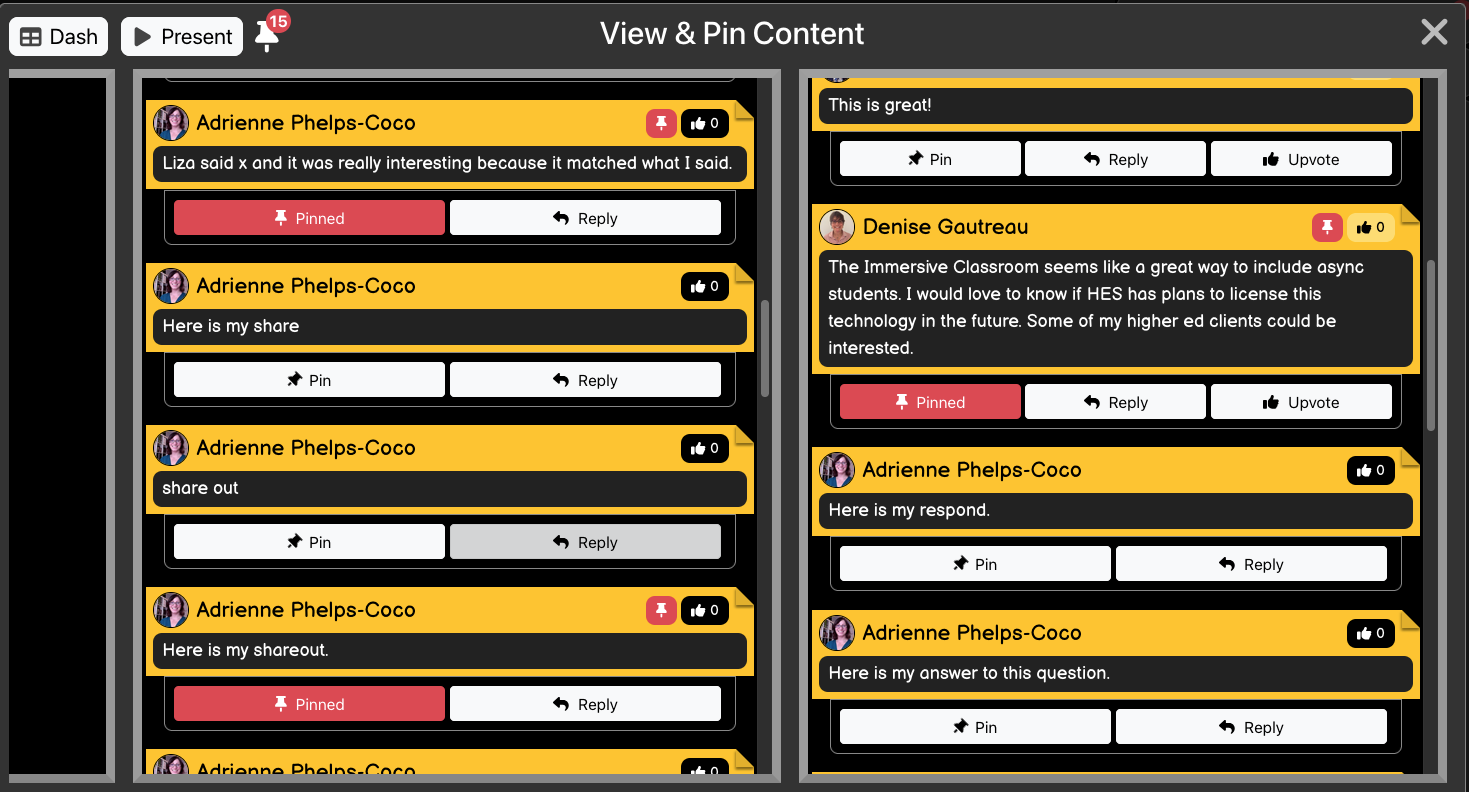 Overview of dashboard