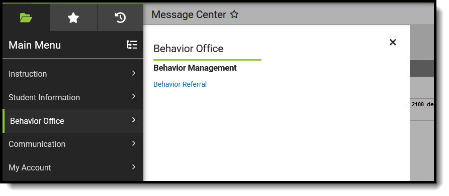 Screenshot of suggested Behavior Office tool rights for teachers.