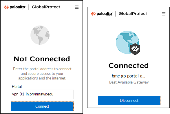 screenshot of the palo alto global protect application