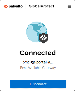 screenshot of the global protect interface showing a successful connection
