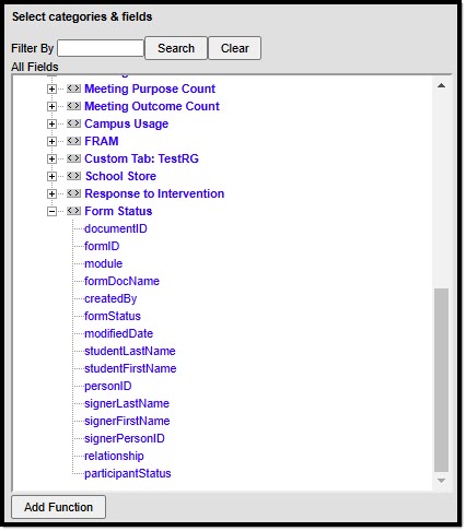 Screenshot of the Form Status Ad hoc Folder.