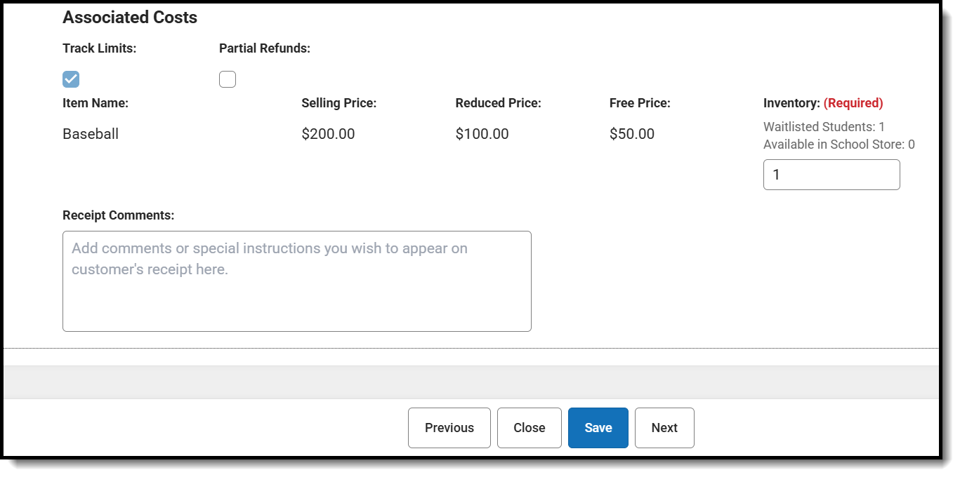 Screenshot of waitlisted students in inventory