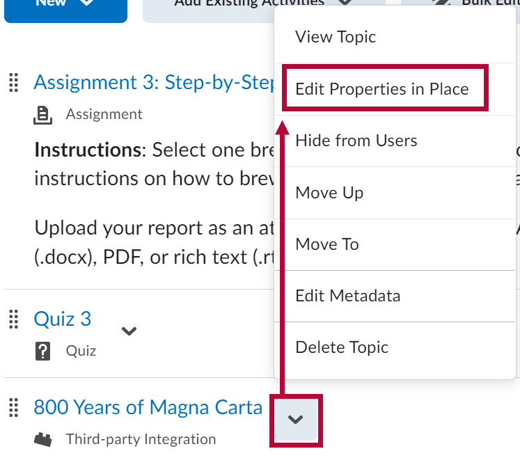 Identifies Restrictions and Grade Item areas