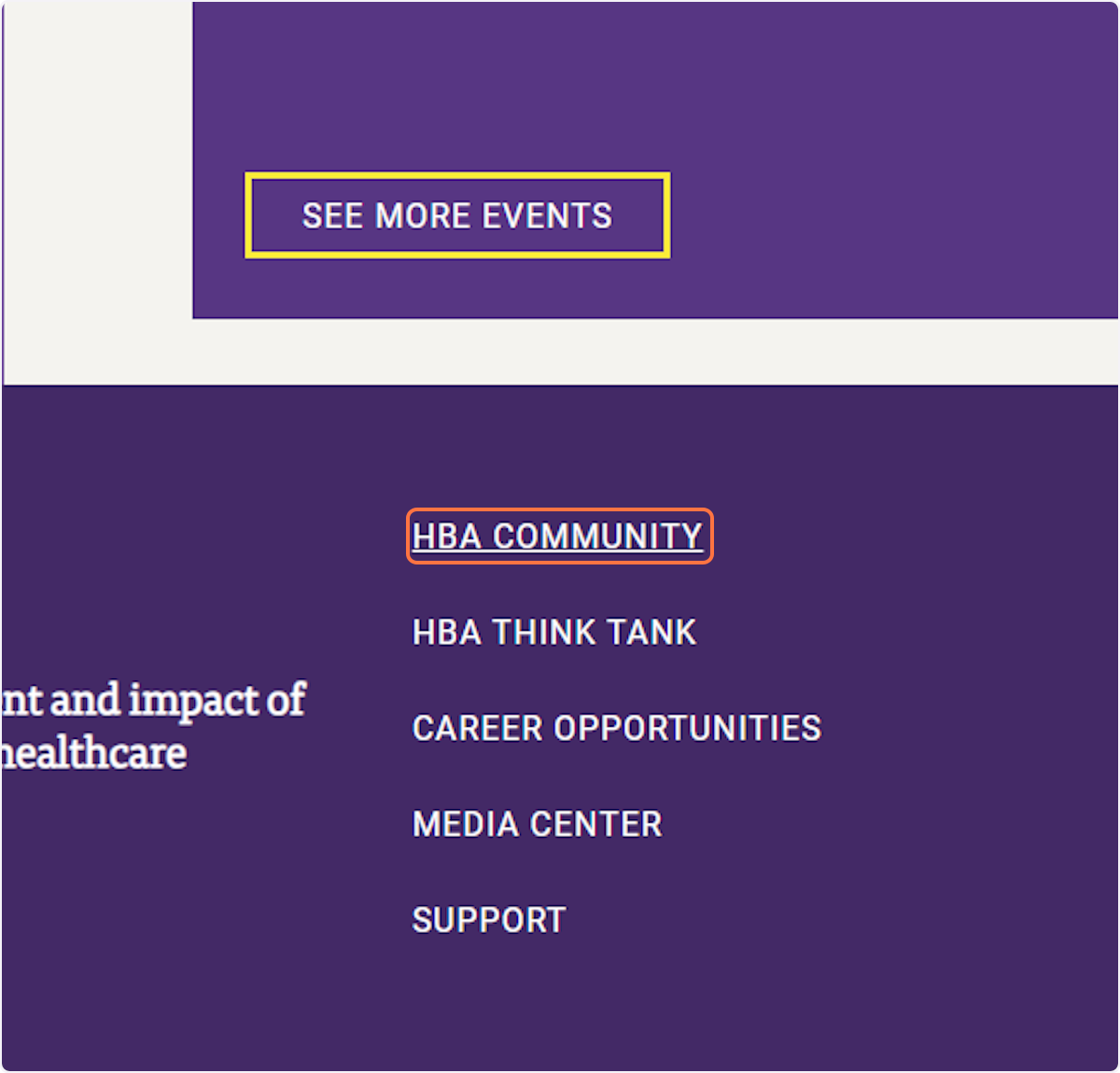 Click on HBA COMMUNITY