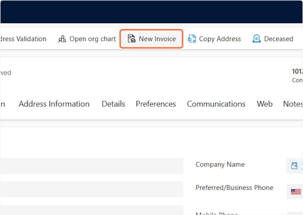 Click on New Invoice