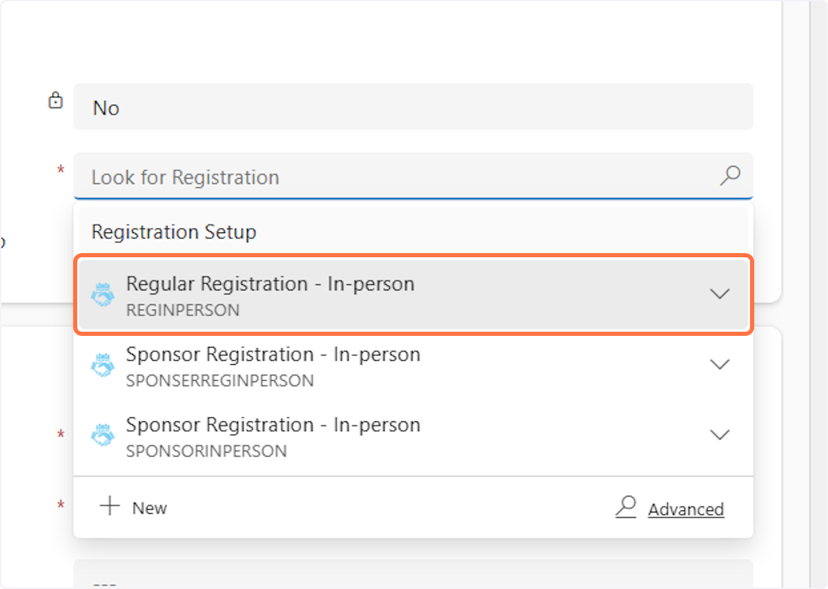 Select the appropriate registration